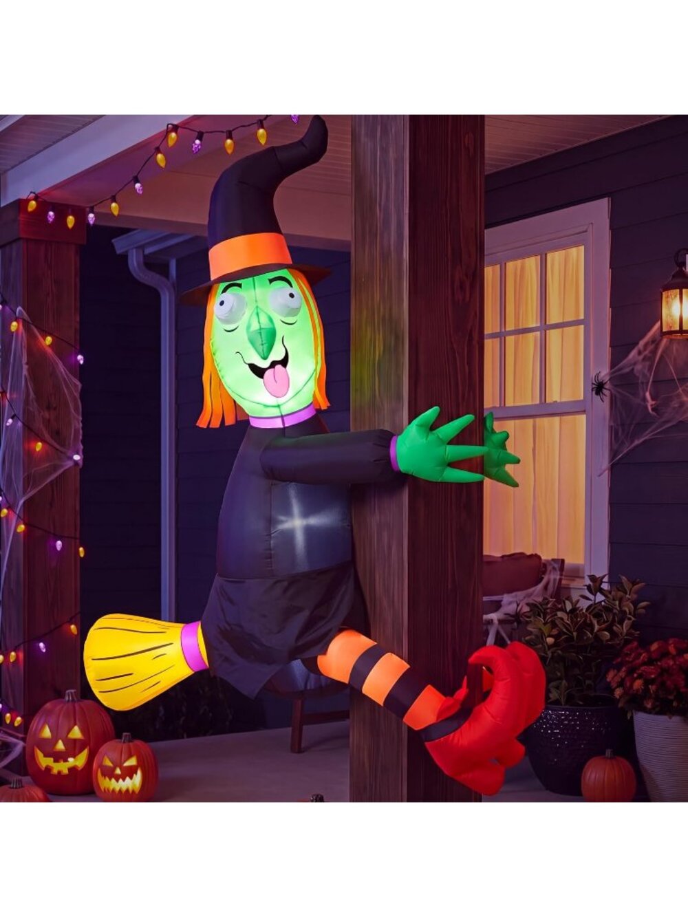 🎃4 FT Halloween Inflatable Witch Trees & Parties With Build-In LED Lights